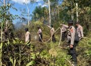 Berjibaku Padamkan Api, Kapolres Pulpis dan Tim Siaga Karhutla Terobos Semak Belukar