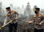 Wakapolda Kalteng Pimpin Langsung Padamkan Api Karhutla di Tanjung Taruna