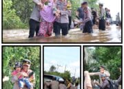 Jalan Trans Kalimantan Terendam Banjir, Kapolres Barsel Bantu Masyarakat