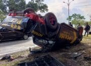 Mobil Dinas SPN Tjilik Riwut Terbalik, Ini Penyebabnya