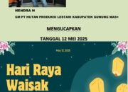 General Manager PT Hutan Produksi Lestari Hendra Hidayat Mengucapkan Selamat Menyambut Hari Raya Waisak 12 Mei 2025