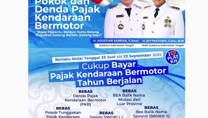 Pemprov Kalteng Bebaskan Denda dan Pokok Pajak Kendaraan Plat KH