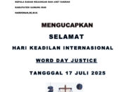 KEPALA BKAD KABUPATEN GUNUNG MAS, HARDEMAN,SE,M.si : Momen Hari Keadilan Dunia Tanggal 17 Juli 2025, Menjadi Awal Sejarah Keadilan Harus Sama Bagi Seluruh Umat Manusia.  