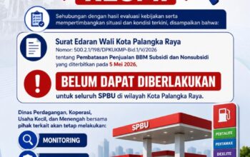 Pemko Palangka Raya Tangguhkan Aturan Pembatasan BBM di SPBU