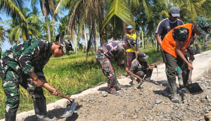 Satgas TMMD dan Warga Kebut Peningkatan Jalan 1,2 Km di Desa Bandaraya