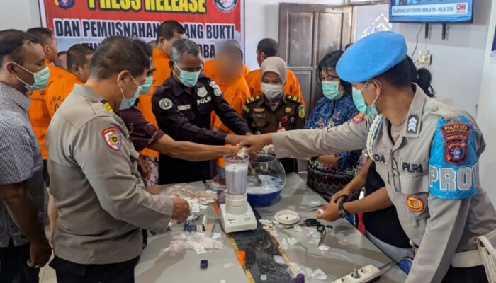 Satresnarkoba Polresta Palangka Raya Musnahkan Barang Bukti 11 Kasus Narkoba, 116,94 Gram Sabu Ikut Dimusnahkan