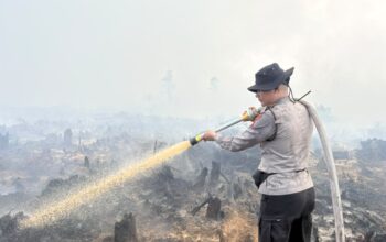 Personel Ditsamapta Polda Kalteng Terus Padamkan Karhutla di Tumbang Nusa