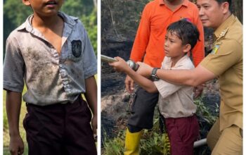 Bocah Kelas VI SD NU Palangka Raya Turun Padamkan Karhutla dengan Garu