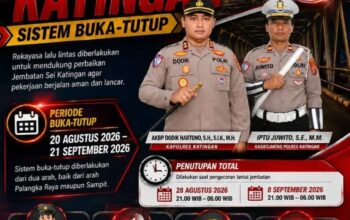 Jembatan Sei Katingan Diperbaiki, Lalu Lintas Buka-Tutup Mulai 20 Agustus