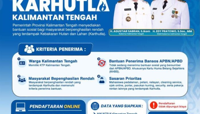 Pemprov Kalteng Buka Bantuan Sosial bagi Masyarakat Terdampak Karhutla, Pendaftaran hingga 25 September 2026